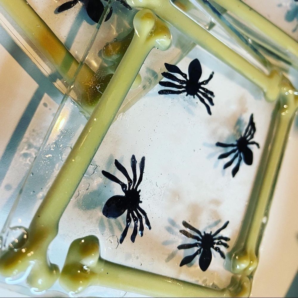Handmade Halloween coasters 🎃👻💀🕷⚰️🦴